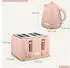 HomCom Frühstück-Set Wasserkocher 1,7L + 4 Scheiben Toaster 2200 W rosa DE800-162V90GY0441