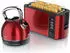 Arendo Frühstücks-Set Wasserkocher 1,7l 4 Scheiben Toaster Frühstücksset Wasserkocher Retro 2200W rot