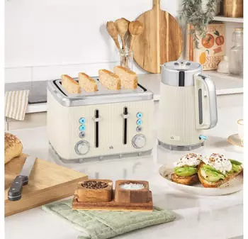 HomCom Wasserkocher Toaster Set 1,7L Schnell Wasserkocher 4 Scheiben Toaster