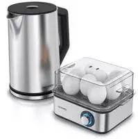 Arendo Fr&uuml;hst&uuml;cks-Set, 8er Eierkocher EIGHTCOOK, Wasserkocher mit
