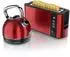 Arendo Frühstücks-Set Wasserkocher 1,7l 2-Scheiben Langschlitz Toaster rot (2-tlg)