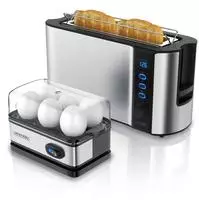 Arendo Fr&uuml;hst&uuml;cks-Set, 6er Eierkocher + 2-Scheiben Langschlitz Toaster...