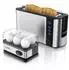 Arendo Frühstücks Set 2-tlg 2-Scheiben Langschlitz Toaster + Eierkocher 6 Eier silber