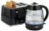 HomCom Wasserkocher Toaster Set 1,7L 2200W Wasserkocher 4-Scheiben-Toaster Schwarz