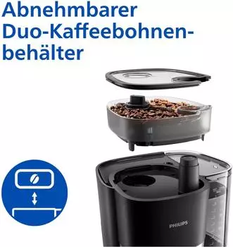Philips HD7900/90 – Philips HD7900/90 – Filterkaffeemaschine mit Mahlwerk und Timer für frischen Kaffeegenuss