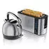 Arendo Frühstücks-Set Wasserkocher mit Temperatureinstellung 1,7l 4 Scheiben Toaster silber