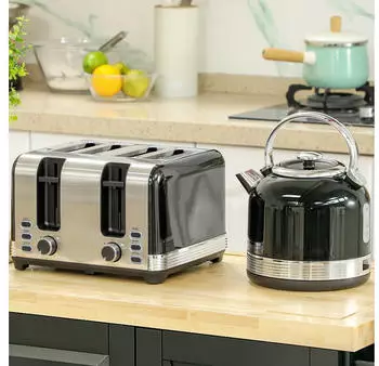 HomCom Wasserkocher- und Toaster-Set 7 Bräunungsstufen 1,7 L Kunststoff Edelstahl