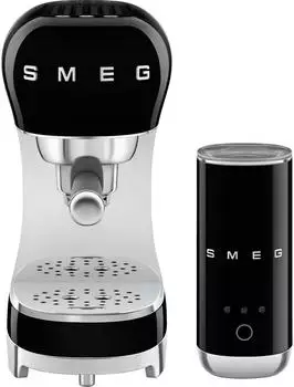 Smeg ECF12BLEU Siebtr&auml;germaschine + Milchaufsch&auml;umer, schwarz (ECF12BLEU)
