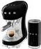 Smeg ECF12BLEU Siebträgermaschine + Milchaufschäumer, schwarz (ECF12BLEU)