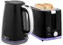 HomCom Wasserkocher Toaster Set Edelstahl 1,7L Wasserkocher 2 Scheiben Schwarz