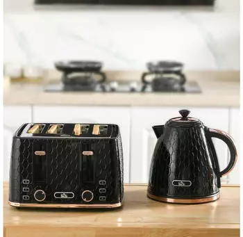 HomCom Wasserkocher mit Toaster 1,7L 4 Toastscheiben Fr&uuml;hst&uuml;cksset mit 7 Br&auml;unungsgrad