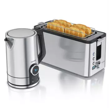 Arendo Fr&uuml;hst&uuml;cks-Set Edelstahl Wasserkocher Toaster Set silber