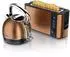 Arendo Frühstücks-Set Wasserkocher 1,7l 2-Scheiben Langschlitz Toaster kupfer (2-tlg)