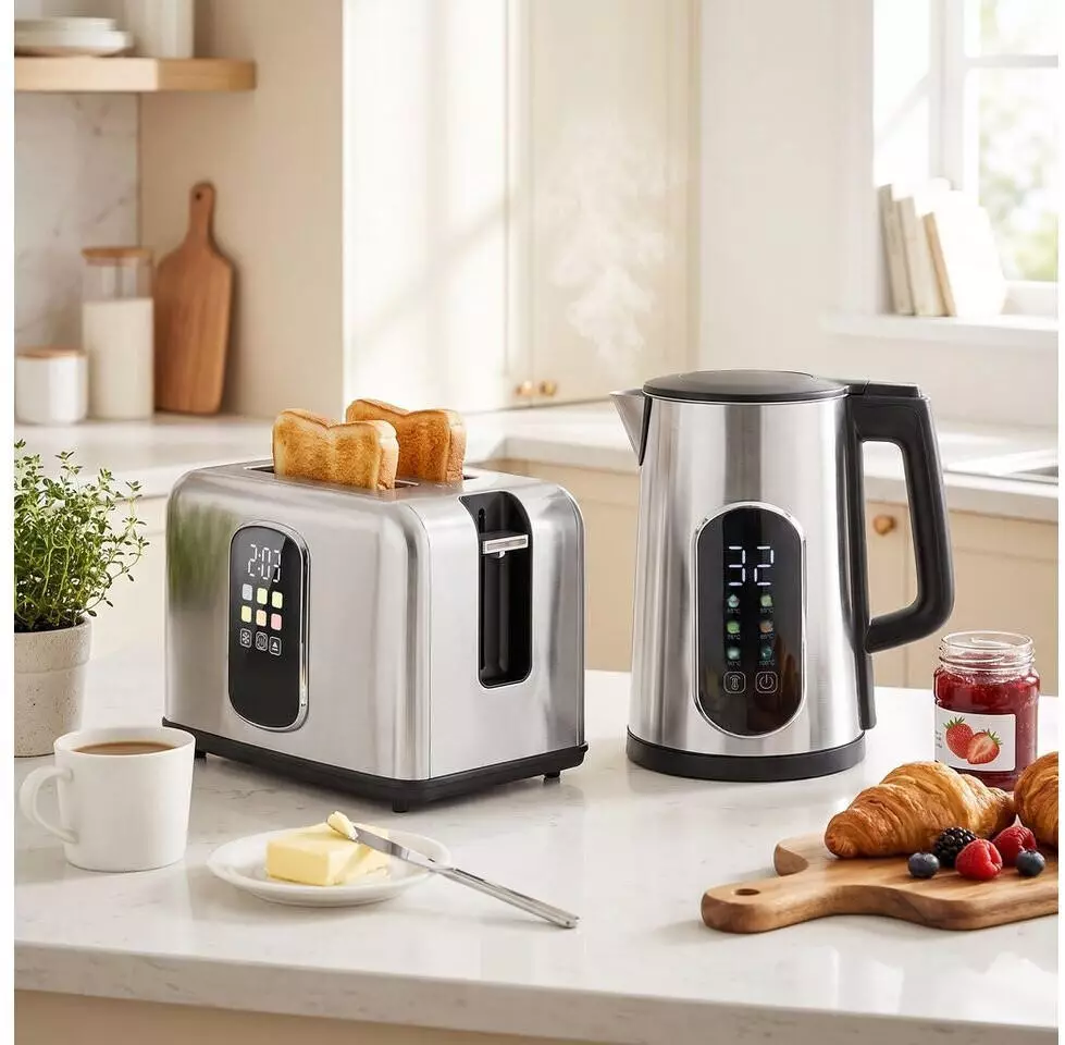 HomCom Wasserkocher Toaster Set mit 2200 W 1,5 L Wasserkocher 2 Scheiben Toaster DE800-356V90SR0431 Frühstücksset ab 57,99€