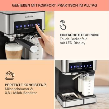 Klarstein Arabica Comfort silbergrau – Vielseitige Nutzungsmöglichkeiten für Kaffeepads und Kaffeepulver