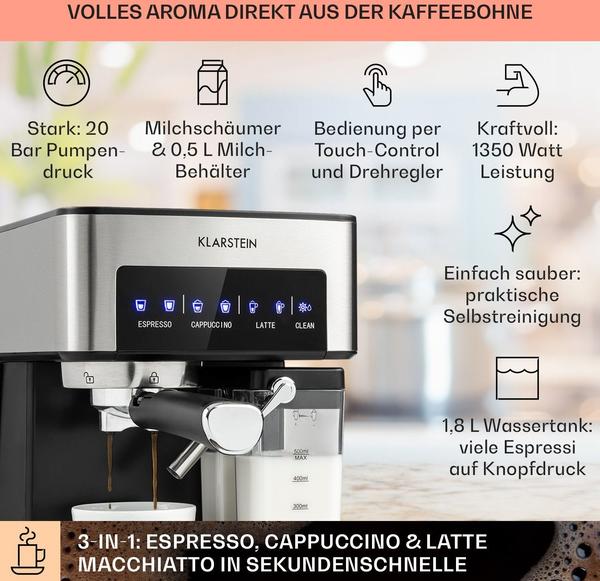 Kaffeevollautomat Technik & Handhabung Klarstein Arabica Comfort silbergrau