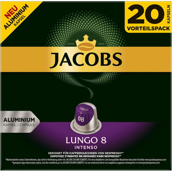 Jacobs Lungo 8 Intenso Kaffeekapseln (20 Port.)