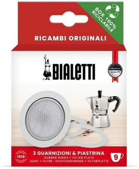 Bialetti Dichtungsring und Filter für Aluminium Espressokocher Moka Express (9 Tassen) (0800035)