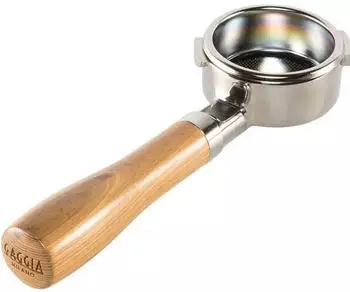 Gaggia Holzsiebtr&auml;ger bodenlos Edelstahl und Eschenholz (421946507221)