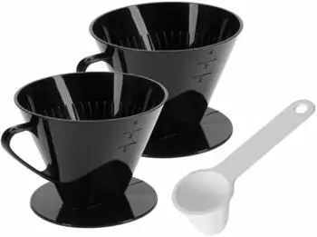 Westmark Kaffee-Set 3tlg. 2 Kaffeefilter Gr. 4 und Kaffee-Dosierlöffel Kunststoff Schwarz/Weiß 244422E6