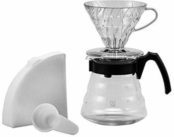 Hario 4977642020955 Einsteigerset Kaffee 4 teilig, Glas, schwarz, 17, 3 x 24, 5 x 13 cm (100 Filter) VCND-02B-EX V60 Craft Coffee Maker