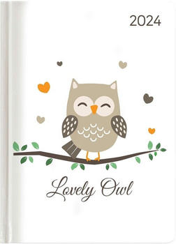Alpha Edition Ladytimer Lovely Owl 2024 Eule Taschenkalender A6 10,7x15,2 cm