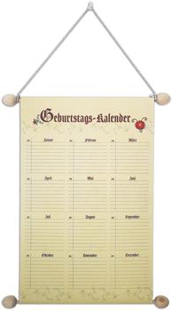 RNK Geburtstagskalender 2886 traditionell jahresunabh&auml;ngig 12 Monate auf 1 Seite 23 x 30cm
