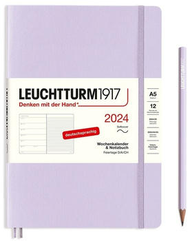 Leuchtturm1917 Kalender & Notizbuch 2024 Medium A5 Softcover Lilac liniert (367771)