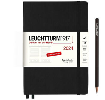 Leuchtturm1917 Tageskalender 2024 Medium A5 Hardcover Schwarz (367591)