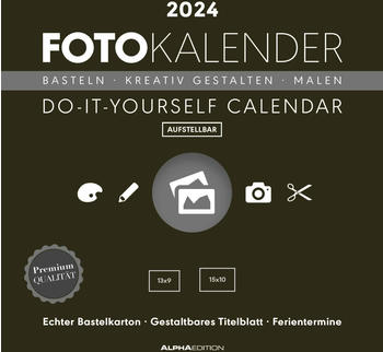 Alpha Edition Foto-Bastelkalender schwarz 2024 16x17 cm