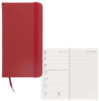 Idena Terminkalender slim 2024 80x150mm Soft Touch dunkelrot (11072)