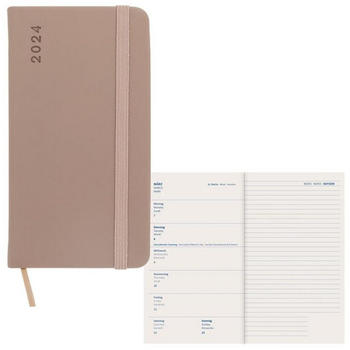 Idena Terminkalender slim 2024 80x150mm Soft Touch braun (11073)