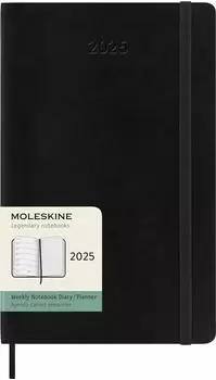Moleskine Wochen-Notizkalender 2025 Klassik 1 Woche auf 1 Seite Large Softcover Schwarz