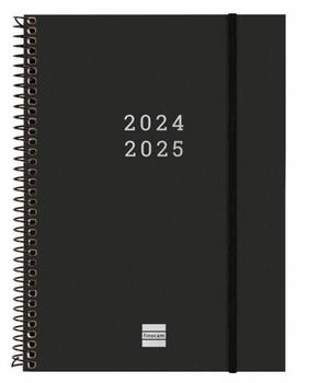 Finocam Agenda 18 Months 2024-25 Espiral Horizontal Week View Black