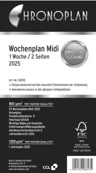Chronoplan Wochenplan Midi in Zeilen 2025