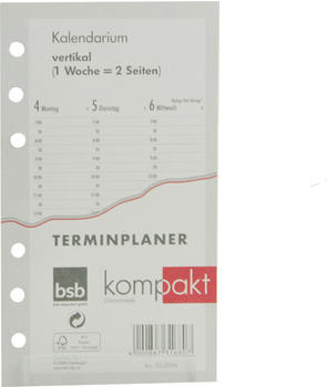bsb-obpacher Kalendereinlage Kompakt A6 2025 1 Woche = 2 Seiten