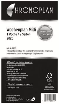 Chronoplan Wochenplan Midi 1 Woche/ 2 Seiten 2025