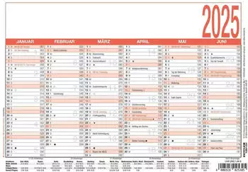 Neumann Verlage Arbeitstagekalender 2025 21x14,8cm weiß/rot