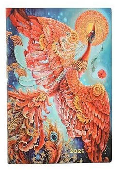 Paperblanks Mini 12-Monatskalender 2025 Flexi Softcover Feuervogel