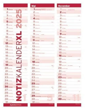 Alpha Edition Notizkalender XL 1 Monat / 1 Seite 11,3x79cm 2025