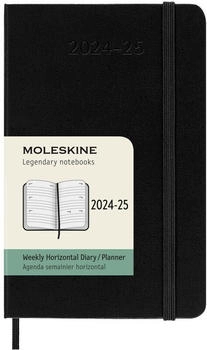 Moleskine 18 Monatskalender 2025 Studienplaner 1 Woche auf 2 Seiten horizontal Pocket Hardcover Schwarz