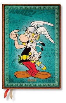 Paperblanks Monatskalender 2025 Asterix der Gallier Midi Horizontal Elastikband-Verschluss