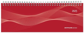 Zettler Tischquerkalender 118 2025 29,7x10,5cm 1 Woche/2 Seiten rot