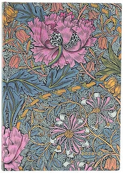 Paperblanks Monatskalender Flexi 2025 Morris Heckenkirsche in Pink Midi Horizontal