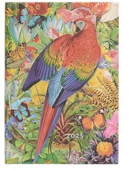 Paperblanks Monatskalender 2025 Tropischer Garten Midi Horizontal Elastikband-Verschluss