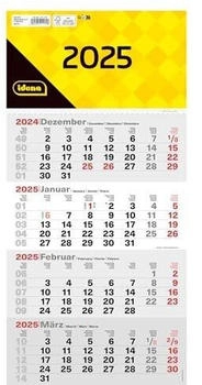 Idena 4-Monatskalender 11171 Jahr 2025 mit Datumsschieber 30 x 60 cm