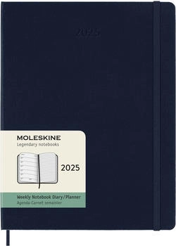 Moleskine Wochen-Notizkalender 2025 Klassik 1 Woche auf 1 Seite XL Hardcover Saphir
