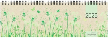 Zettler Tischquerkalender Graspapier 2025 32x10,5cm 1 Woche/2 Seiten