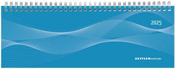 Zettler Tischquerkalender 118 2025 29,7x10,5cm 1 Woche/2 Seiten blau