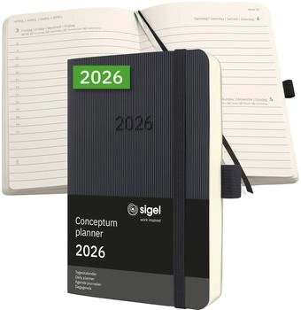 sigel Tageskalender 2026 schwarz A6 Conceptum (C2621)